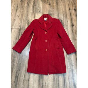 L.L. Bean Womens LambsWool Red Button Classic PeaCoat Size 8 Regular QHTH2 Thins
